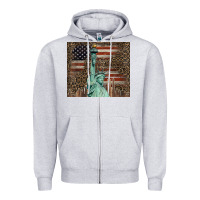 Heather Grey statue of liberty tumbler Zipper Hoodie - BarkalooDesign