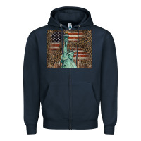 Navy statue of liberty tumbler Zipper Hoodie - BarkalooDesign