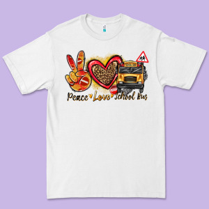 Peace Love School Bus Premium Tee Designed By Texasbilliewilder