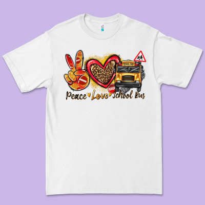 Peace Love School Bus Premium Tee Designed By Texasbilliewilder