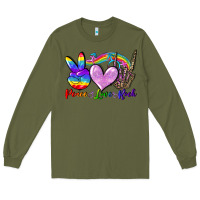 Army Green Peace love rock Long Sleeve Tee - FaDigitalArtStudio