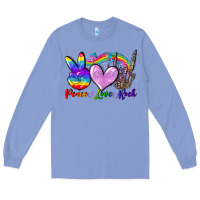 Colony Blue Peace love rock Long Sleeve Tee - FaDigitalArtStudio