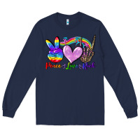 Navy Peace love rock Long Sleeve Tee - FaDigitalArtStudio