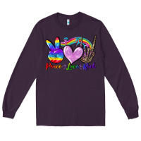 Plum Peace love rock Long Sleeve Tee - FaDigitalArtStudio