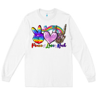 White Peace love rock Long Sleeve Tee - FaDigitalArtStudio