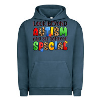Pigment Midnight Navy look beyond autism and see someone special Urban Hoodie - JahusDesignShop