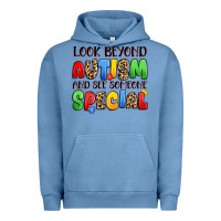 Pigment Pebble Blue look beyond autism and see someone special Urban Hoodie - JahusDesignShop