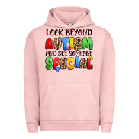 Pigment Salmon look beyond autism and see someone special Urban Hoodie - JahusDesignShop