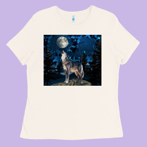 Wolf Howling At The Moon Ladies Tee Designed By Tumblerdesignbyshophia