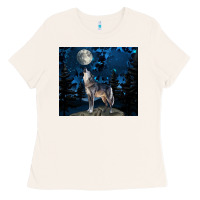 Bone wolf howling at the moon Ladies Tee - TumblerDesignByShophia