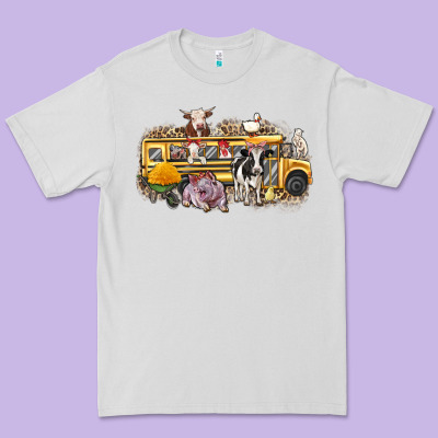 Farm Animals School Bus Premium Tee Designed By Texasbilliewilder