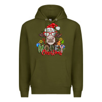 Army Green Mooey Christmas Premium Hoodie - CowhideDigitalArt