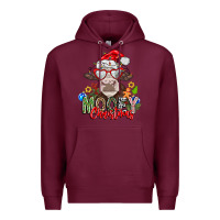 Burgundy Mooey Christmas Premium Hoodie - CowhideDigitalArt