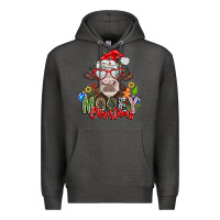 Charcoal Heather Mooey Christmas Premium Hoodie - CowhideDigitalArt