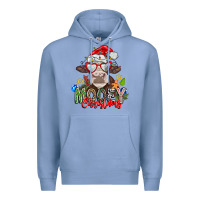 Colony Blue Mooey Christmas Premium Hoodie - CowhideDigitalArt
