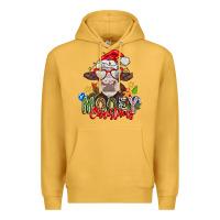 Mustard Mooey Christmas Premium Hoodie - CowhideDigitalArt