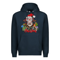 Navy Mooey Christmas Premium Hoodie - CowhideDigitalArt