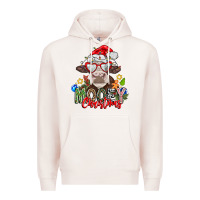 Pale Pink Mooey Christmas Premium Hoodie - CowhideDigitalArt