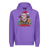 Purple Mooey Christmas Premium Hoodie - CowhideDigitalArt