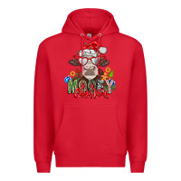 Red Mooey Christmas Premium Hoodie - CowhideDigitalArt