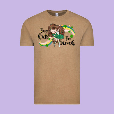 St. Patrick' Too Cute To Pinch Vintage Tee Designed By Cowgirlartshop