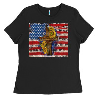Black jesus christ with american flag Ladies Tee - TumblerDesignByShophia