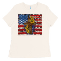Bone jesus christ with american flag Ladies Tee - TumblerDesignByShophia