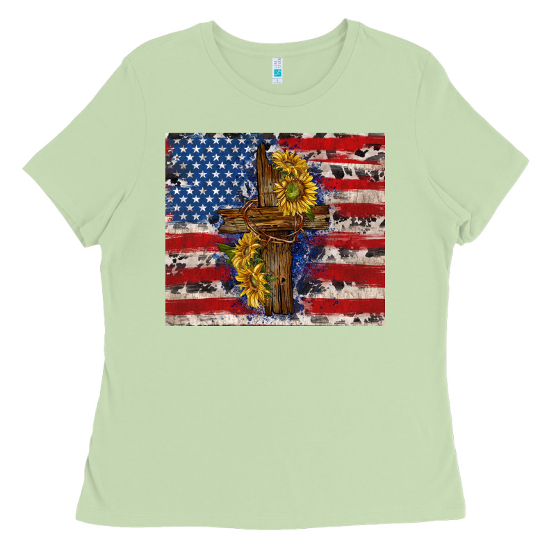 Jesus Christ With American Flag Ladies Tee by TumblerDesignByShophia | Teevron