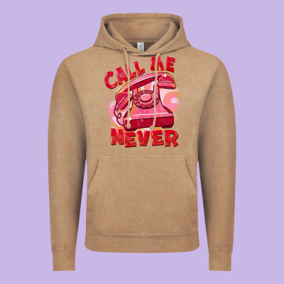 Call Me Never Vintage Hoodie Designed By Fadigitalartstudio