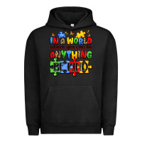 Pigment Black in a world where you can be anything be kind Urban Hoodie - JahusDesignShop