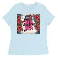 Baby Blue girl mama thunder with flowers Ladies Tee - TumblerDesignByShophia