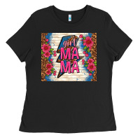 Black girl mama thunder with flowers Ladies Tee - TumblerDesignByShophia