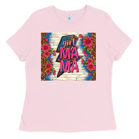 Bubblegum Pink girl mama thunder with flowers Ladies Tee - TumblerDesignByShophia