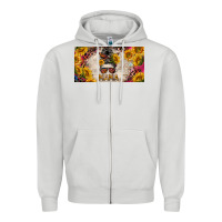 Dove Grey mess bun mama with sunflowers and colorful leopard license plate Zipper Hoodie - BarkalooDesign
