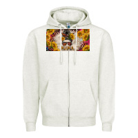 Oatmeal Heather mess bun mama with sunflowers and colorful leopard license plate Zipper Hoodie - BarkalooDesign