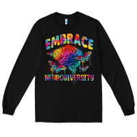 Black Embrace neurodiversity Autism Long Sleeve Tee - FaDigitalArtStudio