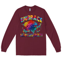 Burgundy Embrace neurodiversity Autism Long Sleeve Tee - FaDigitalArtStudio
