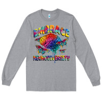 Heather Grey Embrace neurodiversity Autism Long Sleeve Tee - FaDigitalArtStudio
