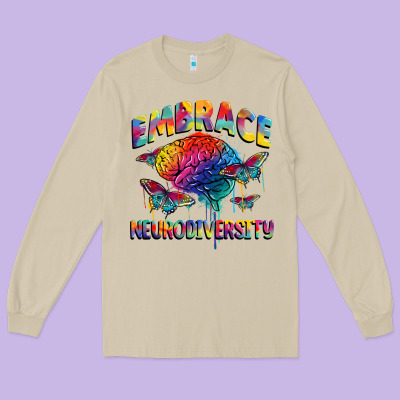Embrace Neurodiversity Autism Long Sleeve Tee Designed By Fadigitalartstudio