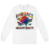 White Embrace neurodiversity Autism Long Sleeve Tee - FaDigitalArtStudio