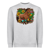 Heather Grey western horse cactus sunflowers serape leopard  turquoise wooden Heavyweight Sweatshirt - Artiststas