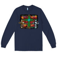 Navy cross leopard cowhide glitter serape Long Sleeve Tee - RanaPortraitStore