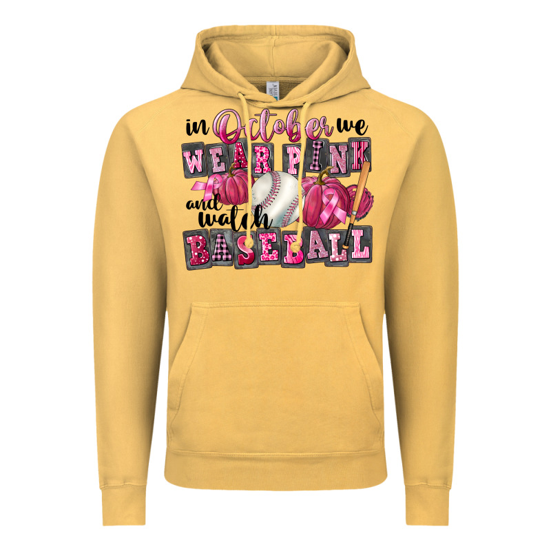 In October We Wear Pink And Watch Baseball Vintage Hoodie by FaDigitalArtStudio | Teevron