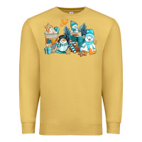 Antique Gold winter snowman coffee cups Premium Sweatshirt - AdoDesignShop