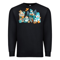 Black winter snowman coffee cups Premium Sweatshirt - AdoDesignShop