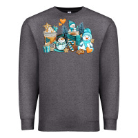 Charcoal Heather winter snowman coffee cups Premium Sweatshirt - AdoDesignShop