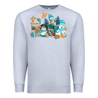Heather Grey winter snowman coffee cups Premium Sweatshirt - AdoDesignShop