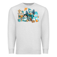 Oatmeal Heather winter snowman coffee cups Premium Sweatshirt - AdoDesignShop