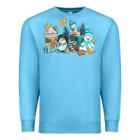 Ocean Blue winter snowman coffee cups Premium Sweatshirt - AdoDesignShop
