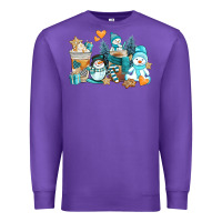 Purple winter snowman coffee cups Premium Sweatshirt - AdoDesignShop